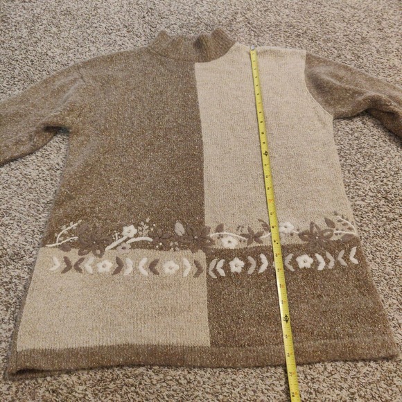 Milano Design Group Silk Sweater Women's Turtleneck Two-tone Brown Size M - Picture 5 of 5